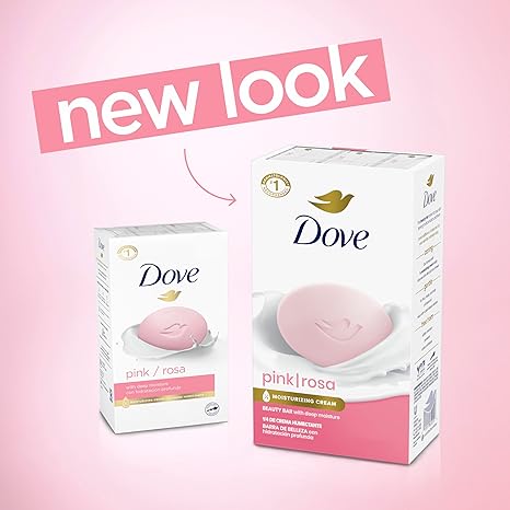 Dove Pink Rosa Beauty Bar Soap 8 Count, Moisturizing Cleanser, 3.75 oz I Moisturizing beauty bar for soft, smooth skin with a delicate floral scent