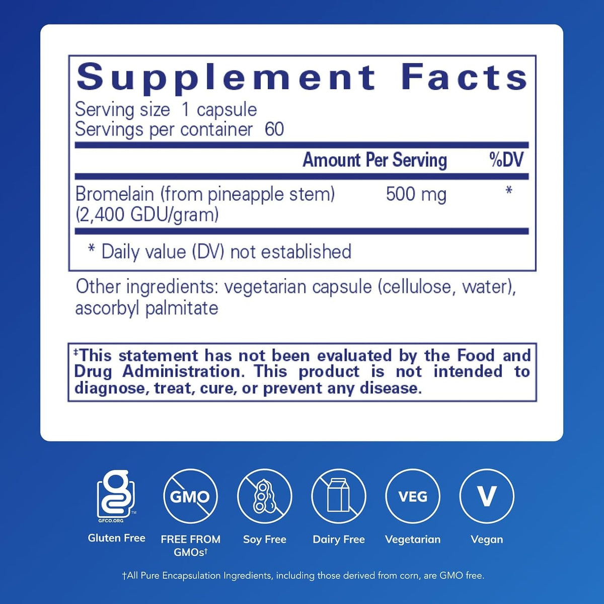 Pure Encapsulations Bromelain 2400 500 mg, 60 Capsules