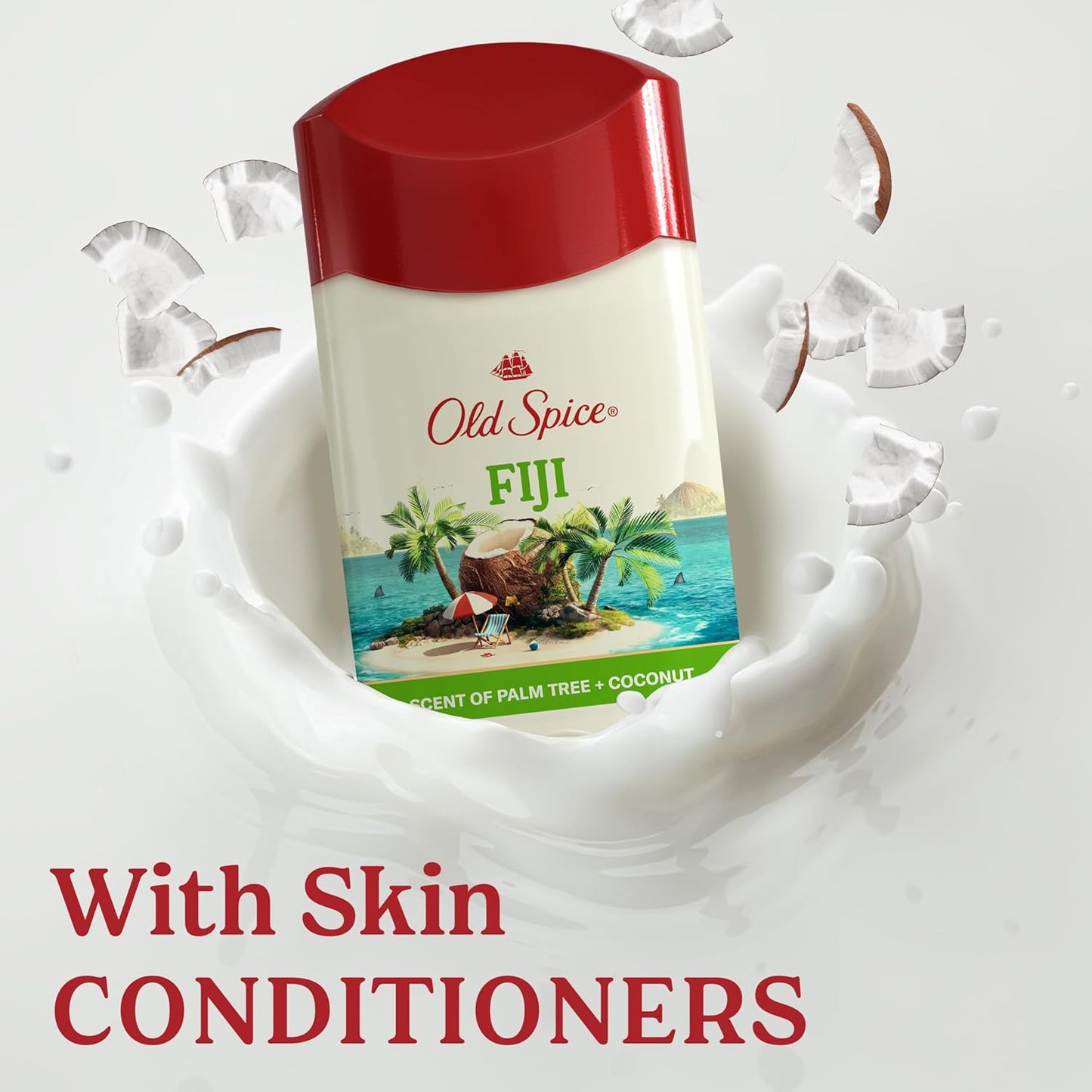 Old Spice Dry Feel Antiperspirant Deodorant for Men, 24/7 Sweat & Odor Protection, Gentle on Skin with Skin Conditioners, Dry Feel Stick, Fiji with Palm Tree + Coconut Scent, 2.6 oz (Pack of 2)