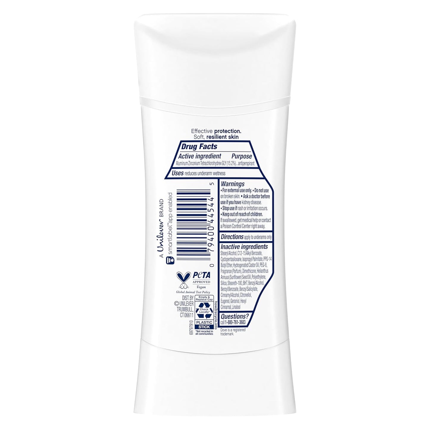 Dove Advanced Care Antiperspirant Deodorant Stick Original Clean 4 Count For helping skin barrier repair after shaving by boosting ceramide levels in your skin 2.6 oz