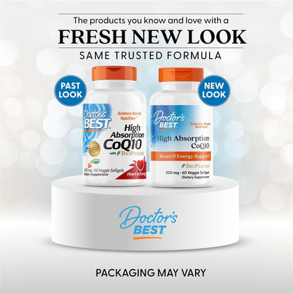 Doctor's Best High Absorption CoQ10 200mg with BioPerine, 60 Veg Softgels