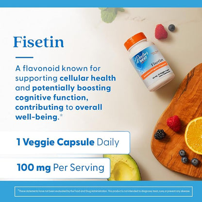 Doctor's Best Fisetin Supplement 100 mg, for Men & Women, 30 Veg Caps