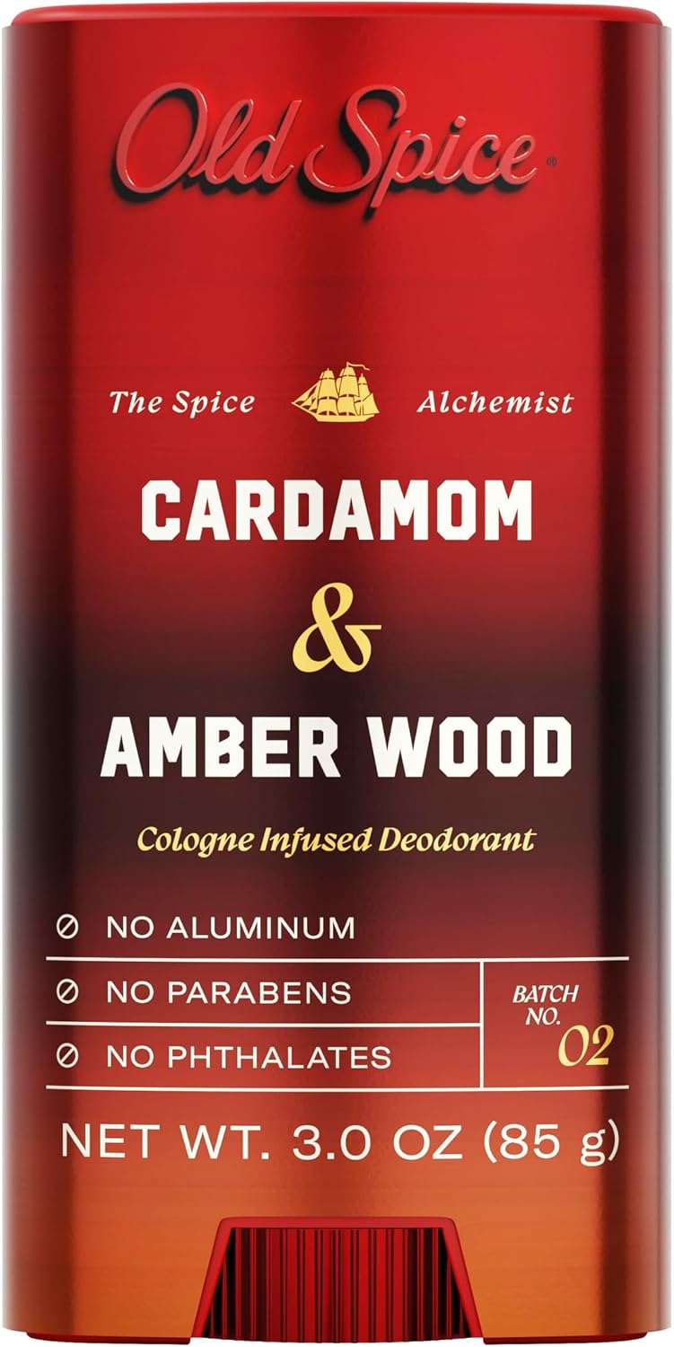 ld Spice Aluminum Free Deodorant for Men, The Spice Alchemist Collection, 24/7 Cologne Infused Scent,No Trade Off Formula,Free of Parabens & Phthalates, Cardamom+Amber Wood Scent, 3.0 oz (Pack of 12)