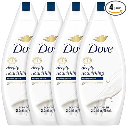 Dove Body Wash 4-Pack – Deeply Nourishing for Softer, Smoother Skin, 25.36 Fl Oz Ea