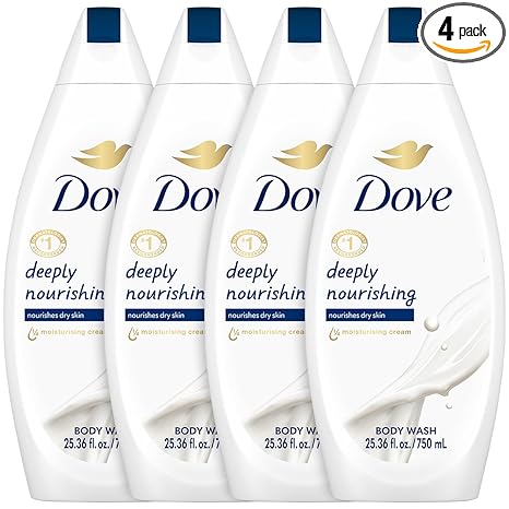 Dove Body Wash 4-Pack – Deeply Nourishing for Softer, Smoother Skin, 25.36 Fl Oz Ea