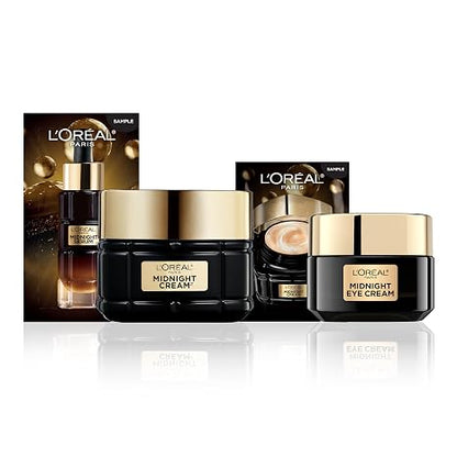 L’Oreal Paris Age Perfect Anti-Aging Midnight Face Cream + Midnight Eye Cream, Smooths Wrinkles & Reduces 8 signs of Eye-Aging + Face Cream Face Serum Samples