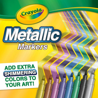 Crayola Metallic Markers (8ct), Cute School Supplies for Kids & Teachers, For White & Black Paper, 3+ | Cute School Supplies for Kids & Teachers, For White & Black Paper, 3+