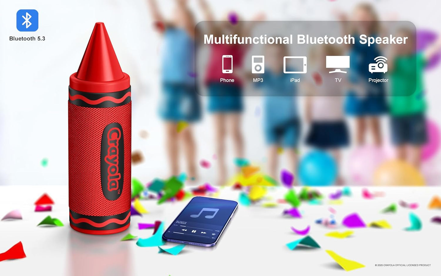 Crayola Kids Crayon Speakers Bluetooth, Portable Bluetooth Speakers | 20W Peak Power HD Sound, Mini Bluetooth Speaker Wireless with TWS Pairing BT 5.3, FM Radio Home/Party/Outdoor/Travel