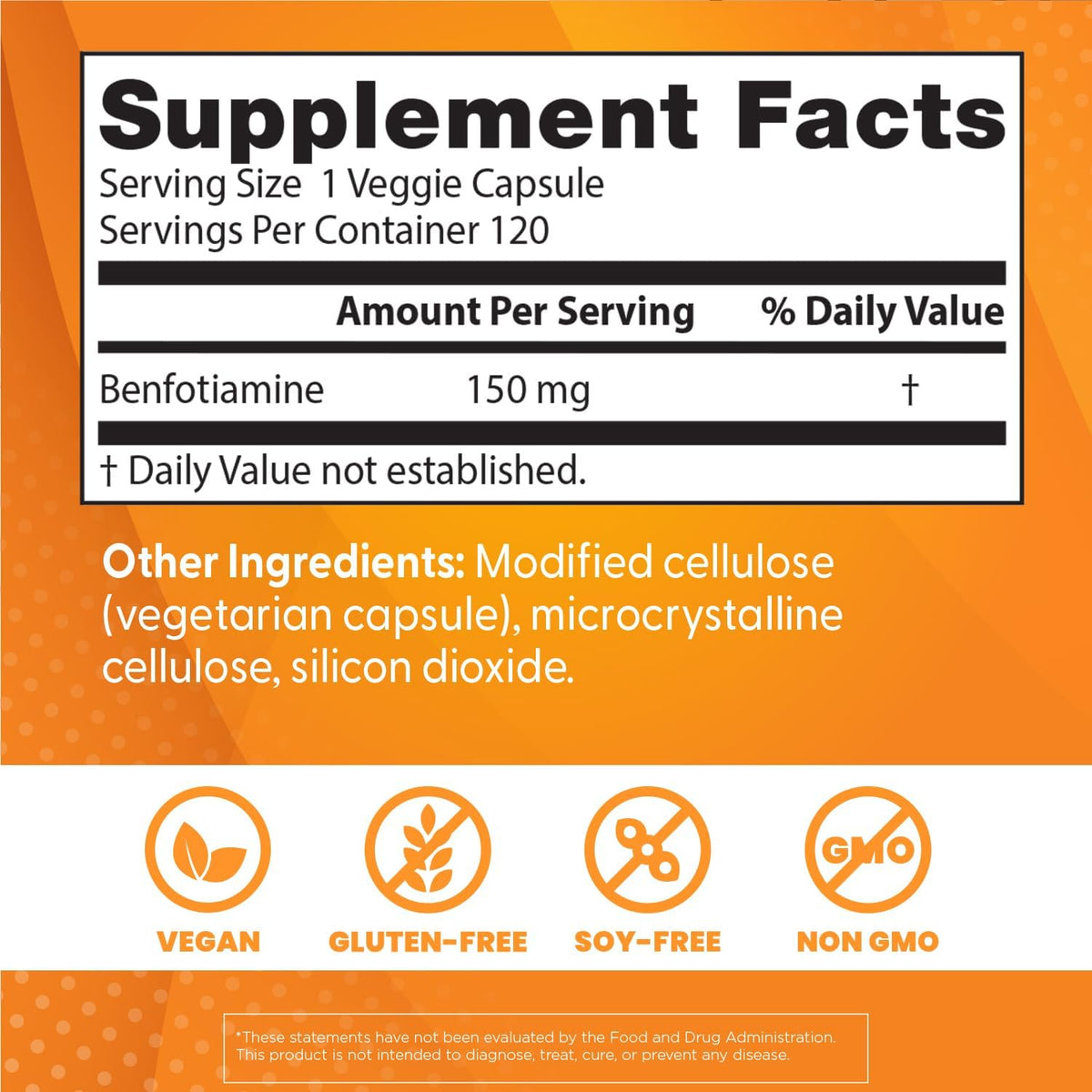 Doctor's Best Benfotiamine 150mg Supplement, Non GMO, 120 Veggie Caps