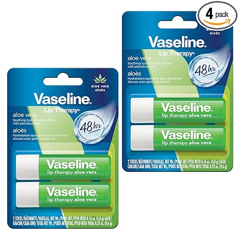 Vaseline Lip Therapy Aloe Vera, Stick, 48 Hour Hydration, 2 Count