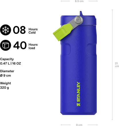 Stanley 1913 Flip Straw Drinking Bottle 0.47 L Cobalt Chartreuse