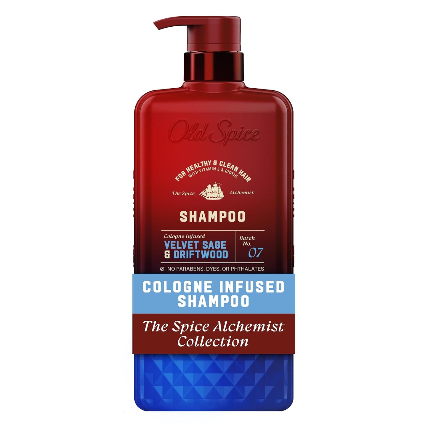Old Spice Mens Shampoo, The Spice Alchemist Collection, 24/7 Cologne-Infused Velvet Sage & Driftwood Scent, Free of Parabens & Phthalates, 20 fl oz