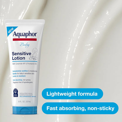 Aquaphor Baby Sensitive Lotion, Gentle Moisturizer, 8 FL OZ