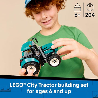 LEGO City Tractor Building Toy for Kids - Pretend Play Farm Vehicle for Boys & Girls, Ages 7+ - Tractor Toy W/Farmer Minifigure - Gift Idea for Birthdays - 60498