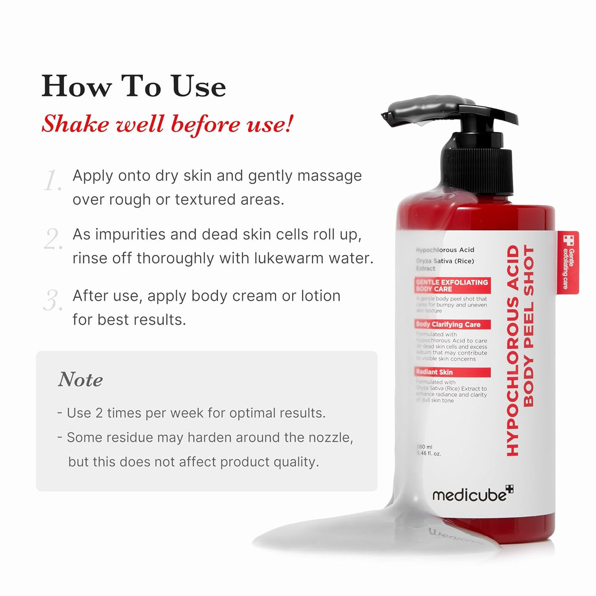 medicube Body Peel Shot with Hypochlorous Acid, For Exfoliating & Soothing