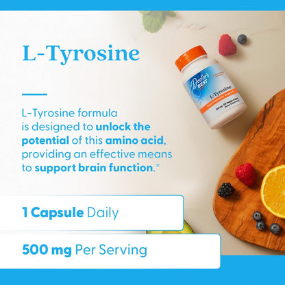 Doctor's BEST L Tyrosine Supplement, for Men & Women, 120 Veg Caps