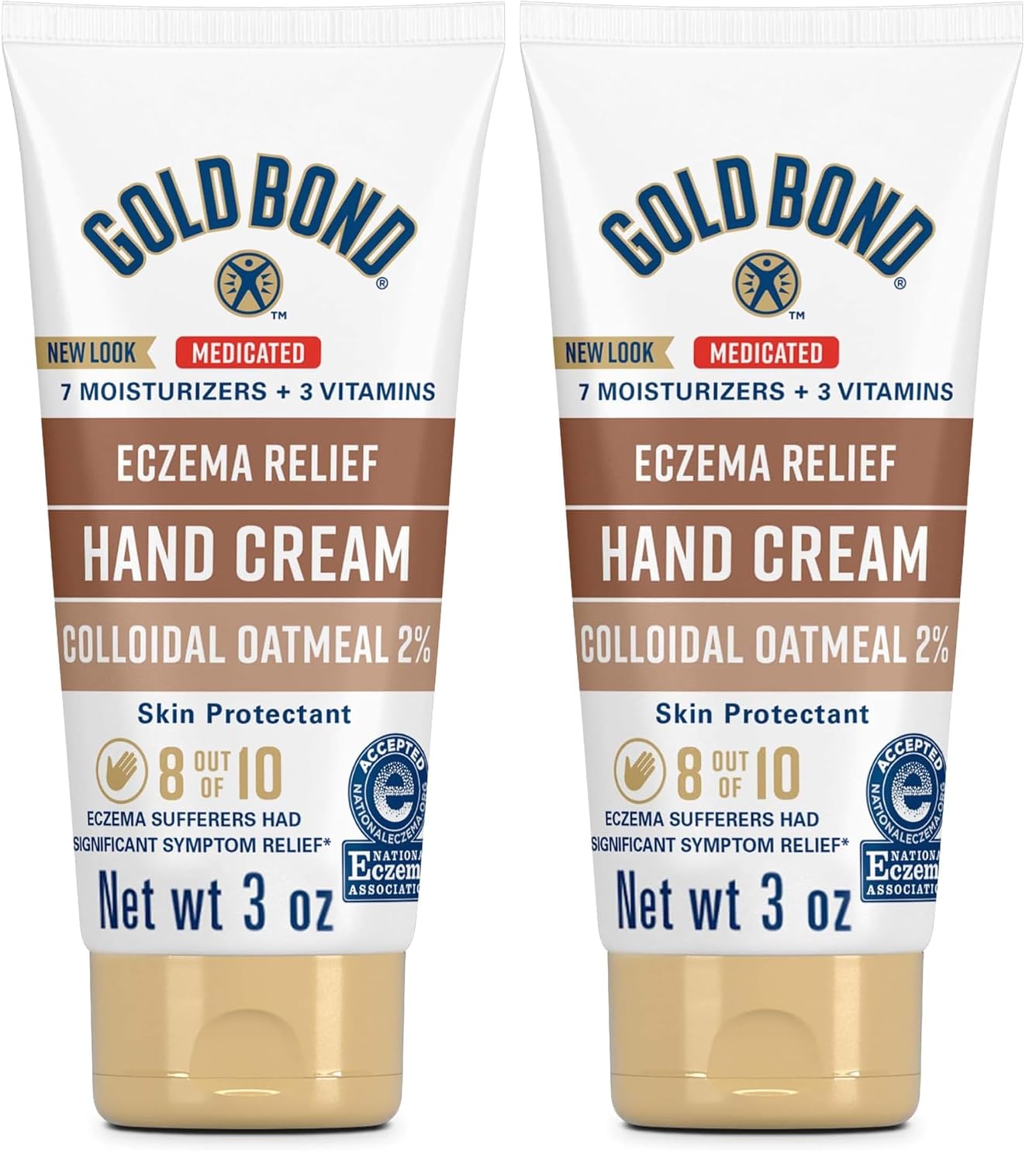 Gold Bond Hand Cream for Eczema Relief, Skin Protectant Cream With 2% Colloidal Oatmeal 3 oz. (Pack of 2)