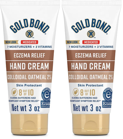 Gold Bond Hand Cream for Eczema Relief, Skin Protectant Cream With 2% Colloidal Oatmeal 3 oz. (Pack of 2)