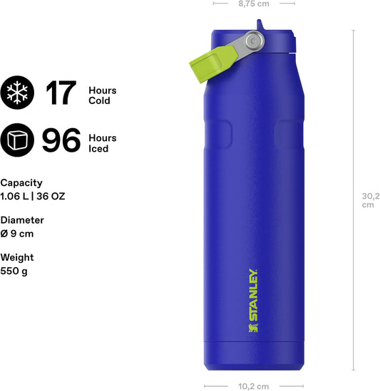 Stanley 1913 Flip Straw Water Bottle With Straw 1.06L - Cobalt Chartreuse
