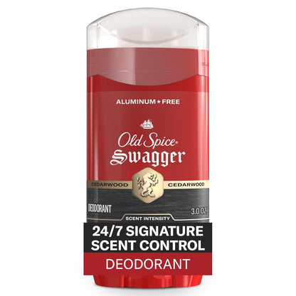 Old Spice Aluminum Free Deodorant for Men, 24/7 Odor Protection, 24/7 Freshness & Lasting Scent, Swagger with Cedarwood Scent, 3.0 oz