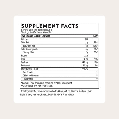 THORNE Plant Protein, 22 g Pea, Rice & Chia Protein Powder, 20 Servings