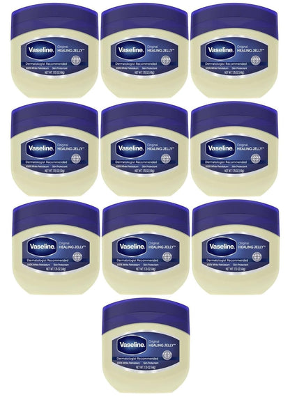 Vaseline Healing Jelly For Dry Skin and Eczema Relief Original 100% Pure Petroleum Jelly 1.75 Ounce (Pack of 10)