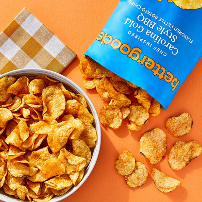 (6 pack) bettergoods Chef Inspired Carolina Gold Style BBQ Flavored Kettle Potato Chips, 8 oz (P65)