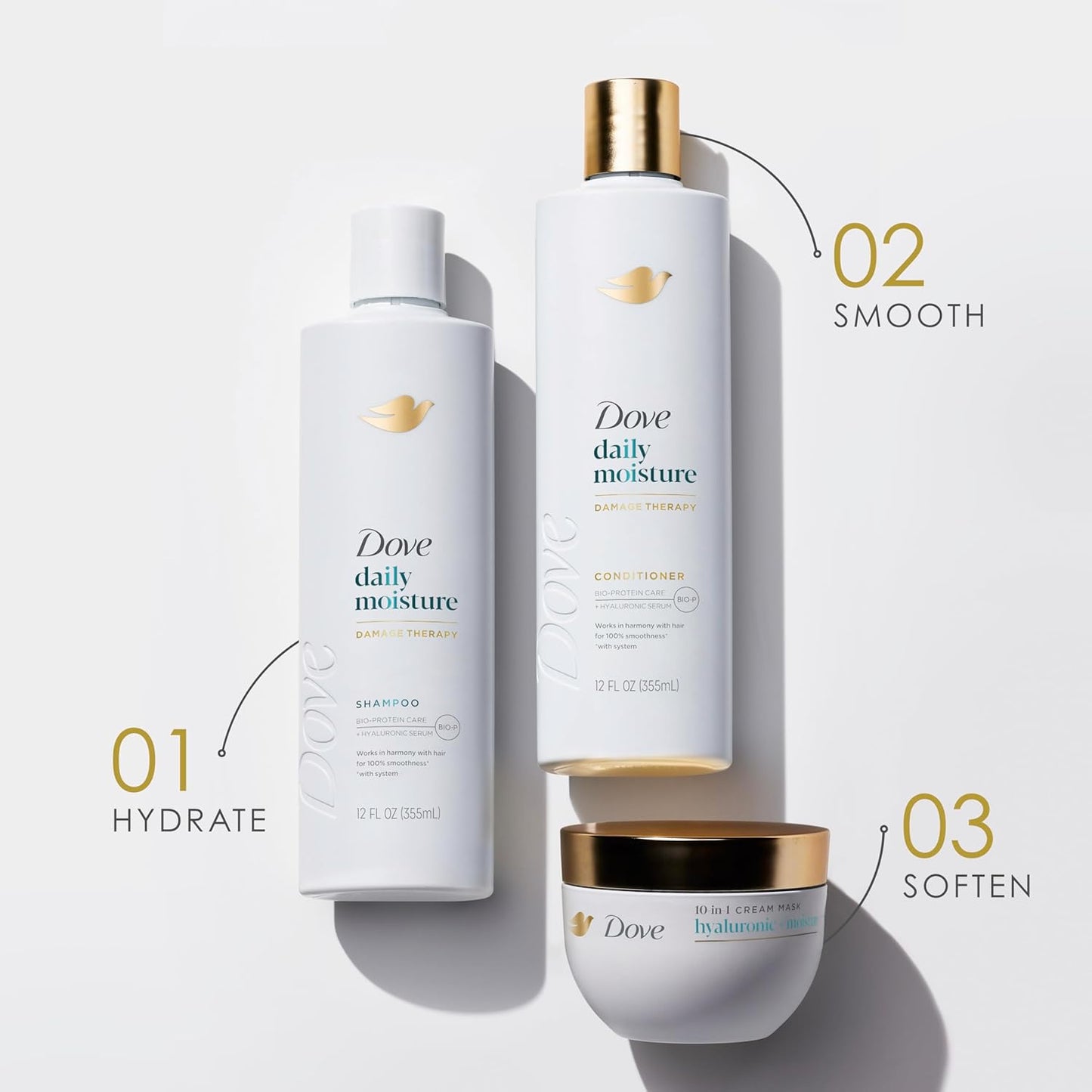 Dove Nutritive Solutions Moisturizing Shampoo 4 Count for Dry Hair Daily Moisture with Pro-Moisture Complex for Manageable and Smooth Hair 12 oz