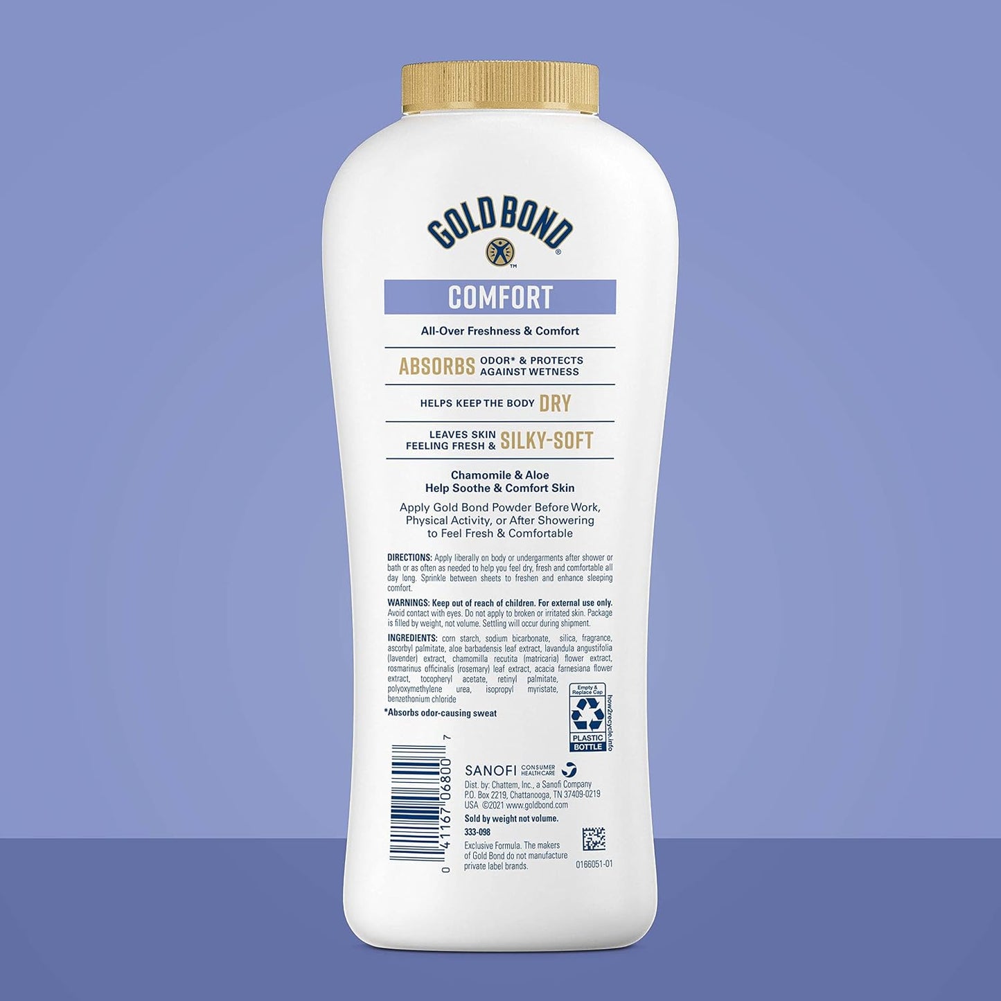 Gold Bond Comfort Body Powder for Men and Women, 10 oz., Talc-Free, Fresh Clean Scent With Aloe & Chamomile (Pack of 2)