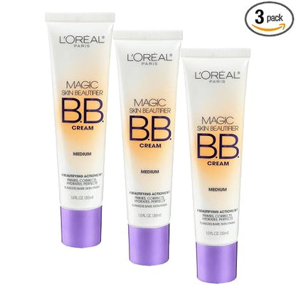 L'Oréal Paris Makeup Magic Skin Beautifier BB Cream Tinted Moisturizer, Medium, 1 fl oz, 1 Count (Pack of 3)