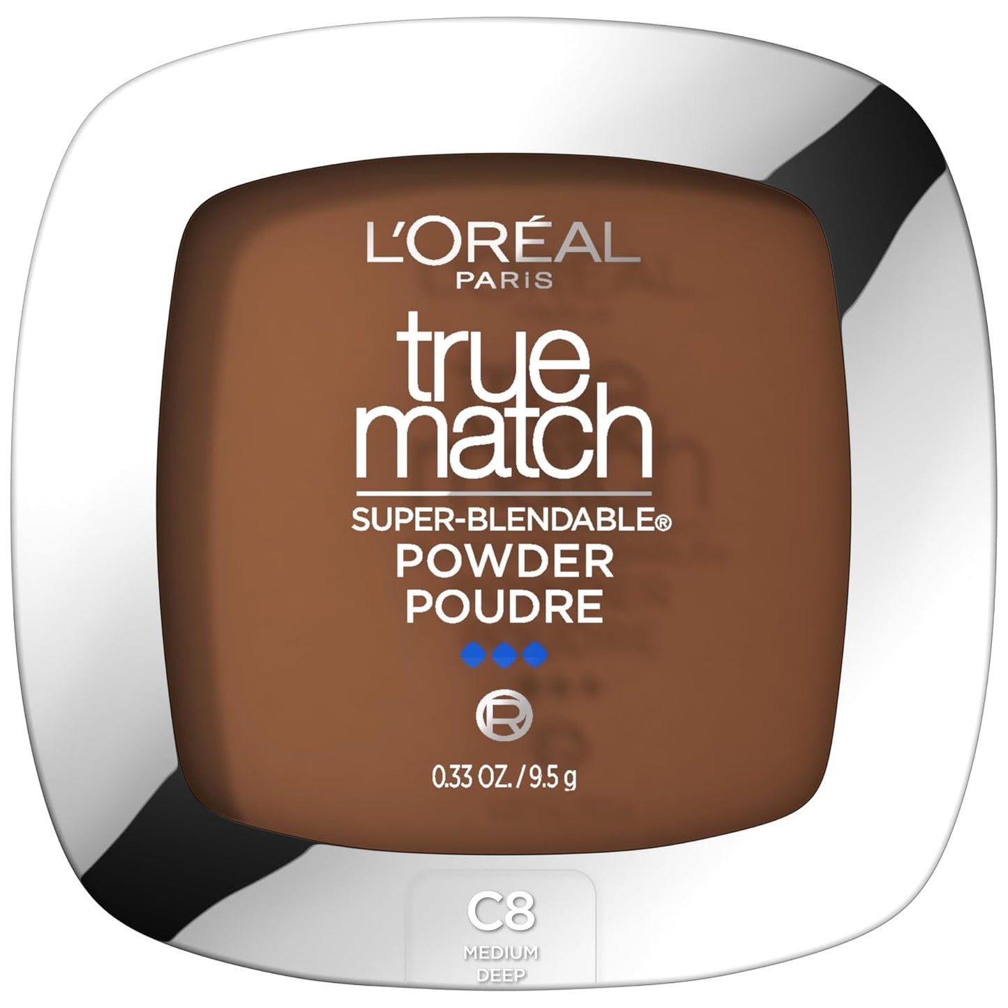 L'Oreal Paris True Match Super Blendable Oil Free Foundation Powder, C8 Medium Deep, 0.33 oz, Packaging May Vary
