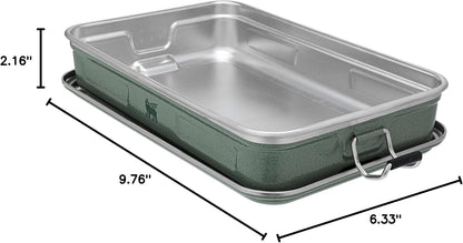 STANLEY Classic Legendary Useful Box 1.25 qt | Metal Snack and Lunch Box | Durable Stainless Steel Travel Food Storage Container | Hiking, Camping, School, or Work | BPA-Free | Hammertone Green