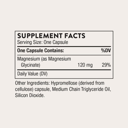 THORNE Magnesium Glycinate, Chelated Magnesium Supplement, 180 Capsules