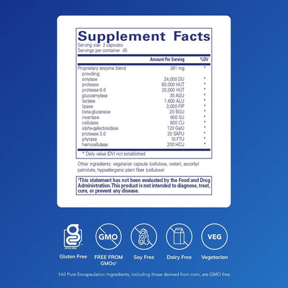 Pure Encapsulations Digestive Enzymes Ultra, 90 Capsules