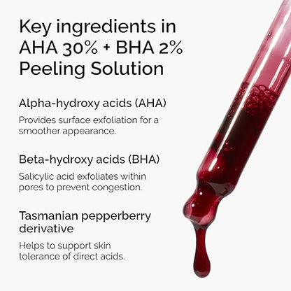 The Ordinary AHA 30% + BHA 2% Peeling Solution, Advanced Exfoliating Peel for Brighter Skin (Pack of 2)