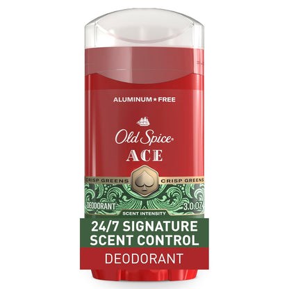 Old Spice Aluminum Free Deodorant for Men, 24/7 Odor Protection, 24/7 Signature Scent & Lasting Freshness, Goes on Clean, Ace with Grapefruit, Bay Leaf, & Fresh Foliage Scent, 3.0 oz