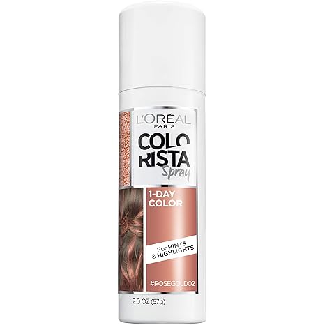 L'Oreal Paris Colorista 1-Day Washable Temporary Hair Color Spray, Rose Gold, 2 Ounces