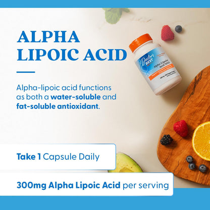 Doctor's BEST Alpha Lipoic Acid Supplement 300mg, Non GMO, 180 Veg Capsules