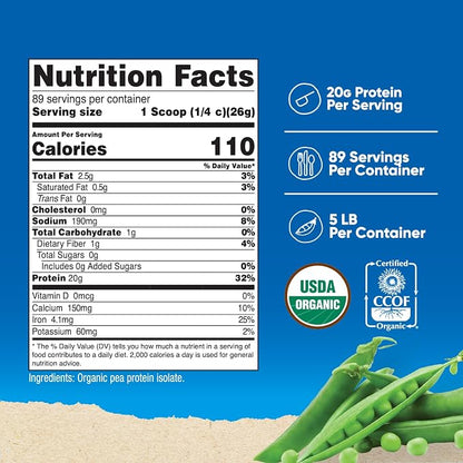 Nutricost Organic Pea Protein Isolate Powder (5LBS)