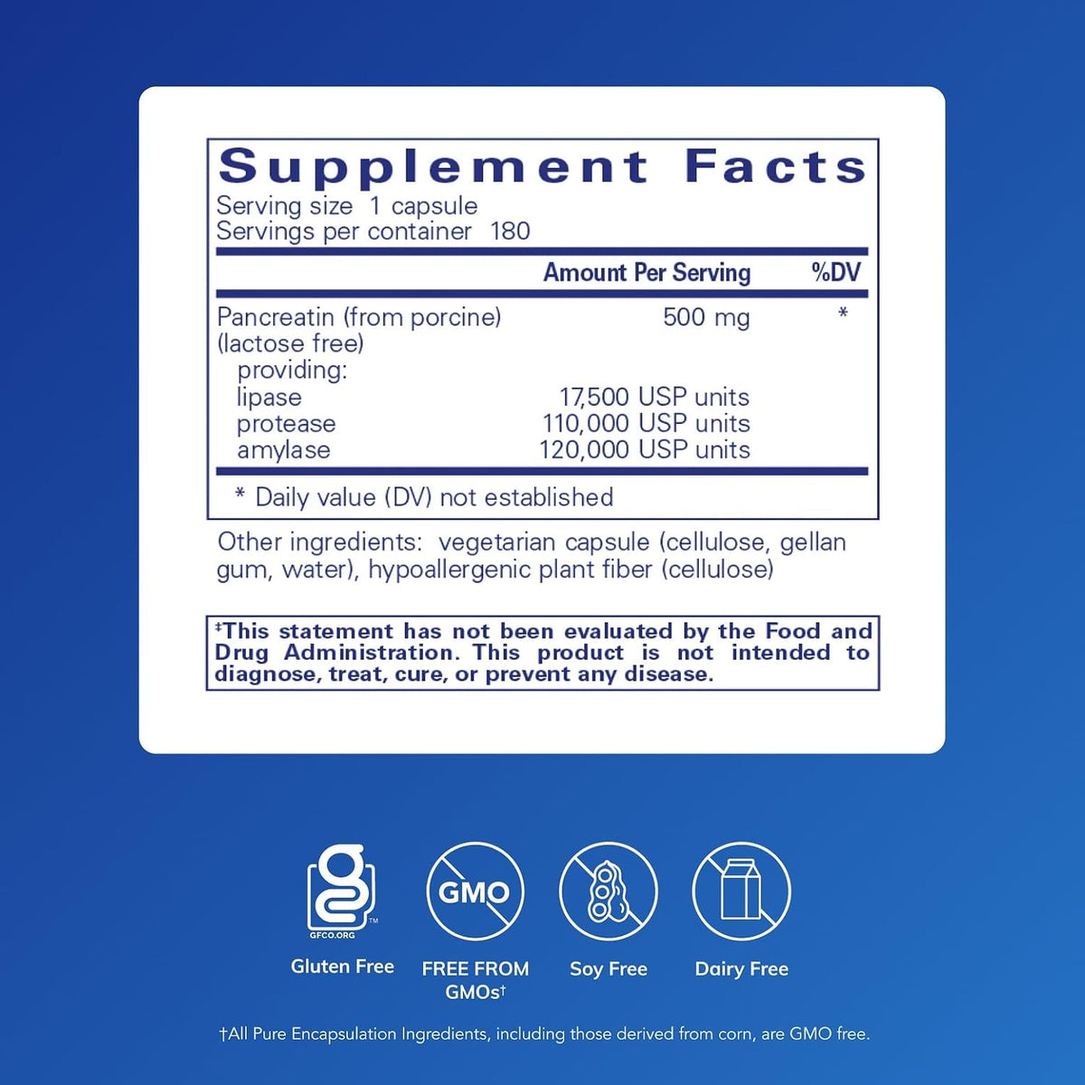 Pure Encapsulations Pancreatic Enzyme Formula, 180 Capsules