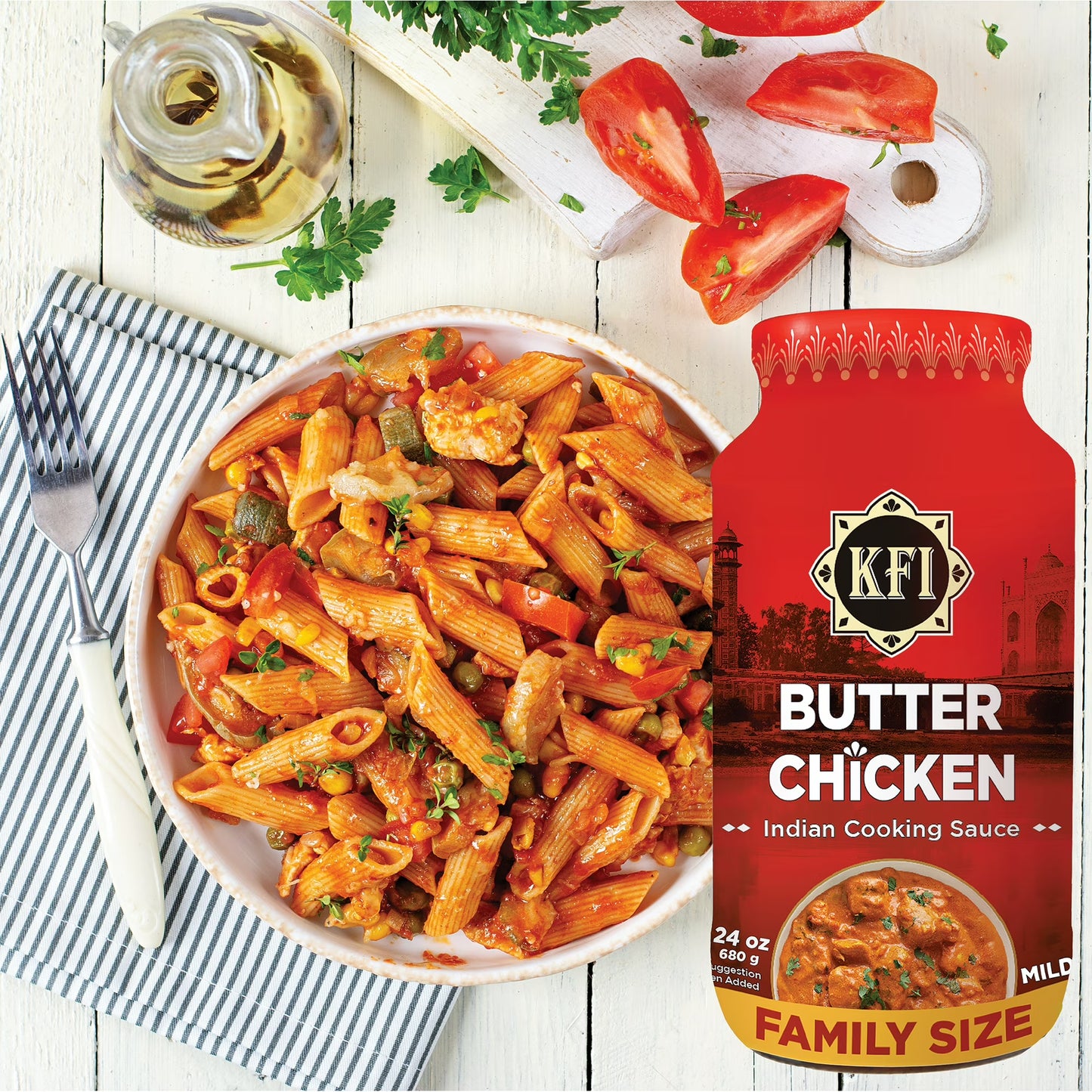 KFI Butter Chicken Simmer Sauce Creamy Cooking Sauce, 24 oz, Gluten-Free, Family Size
