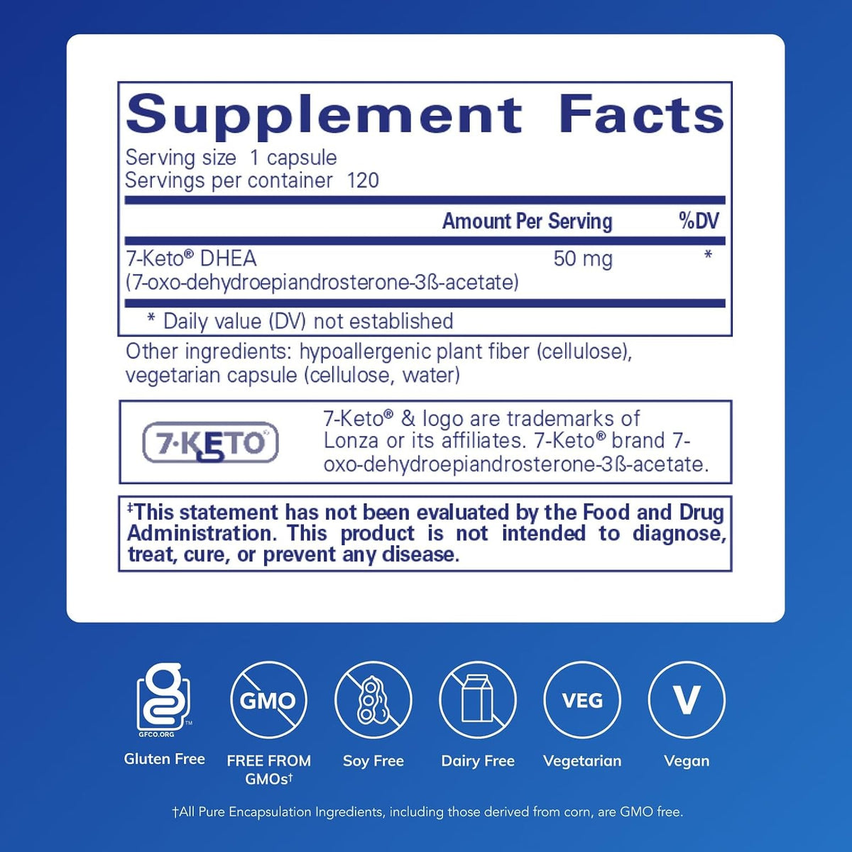 Pure Encapsulations 7-Keto DHEA 50 mg, 120 Capsules