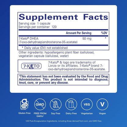 Pure Encapsulations 7-Keto DHEA 50 mg, 120 Capsules
