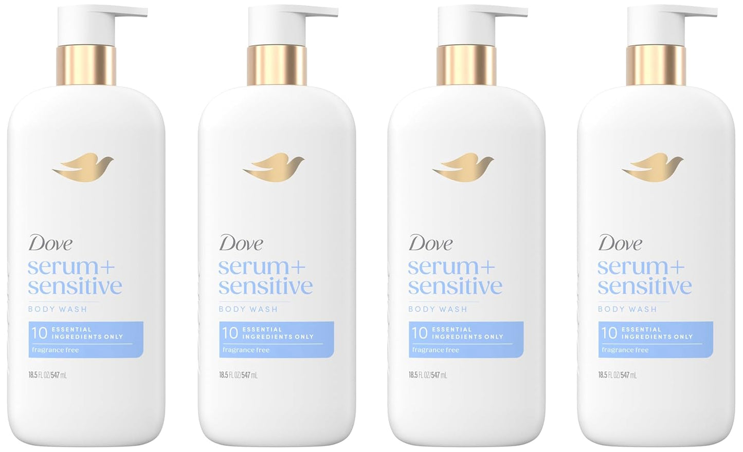 Dove Serum Body Wash Ultra Gentle hydrating cleanse with only 10 essential ingredients 18.5 Fl Oz (Pack of 4)