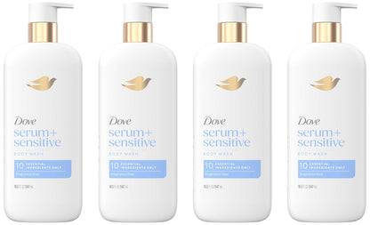 Dove Serum Body Wash Ultra Gentle hydrating cleanse with only 10 essential ingredients 18.5 Fl Oz (Pack of 4)