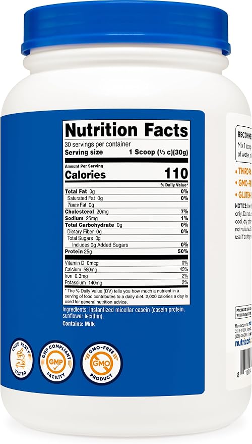 Nutricost Casein Protein Powder 2lb (Unflavored)