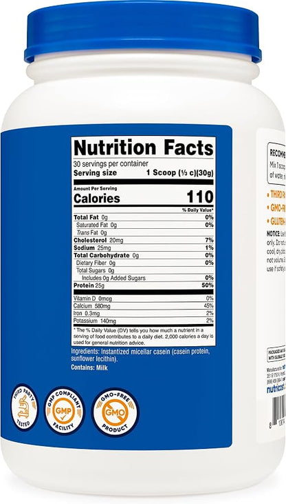 Nutricost Casein Protein Powder 2lb (Unflavored)