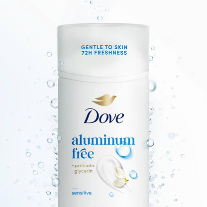 Dove Deodorant Stick Sensitive for 72 Hour Odor Protection Aluminum Free 2.4 oz (Pack of 2)