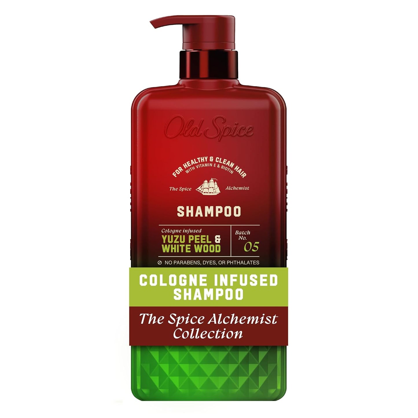 Old Spice Mens Shampoo, The Spice Alchemist Collection, Cologne-Infused Yuzu Peel & White Wood Scent, Free of Parabens & Phthalates, 20 fl oz