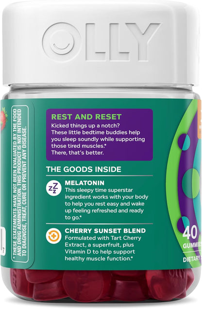 OLLY Muscle Recovery Sleep Gummy Supplement, Tart Cherry - 40 Count